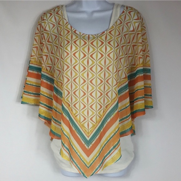 One World Yellow & White Sheer Topper Size L - Picture 2 of 7